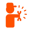 Orange stick figure sneezing or coughing, with droplets shown near the mouth area indicating the spread of germs.
